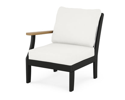 POLYWOOD® Braxton Modular Left Arm Chair in Black / Natural / Natural Linen