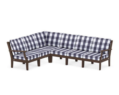 POLYWOOD® Braxton Modular 6-Piece Deep Seating Set in Mahogany / Buffalo Plaid Navy