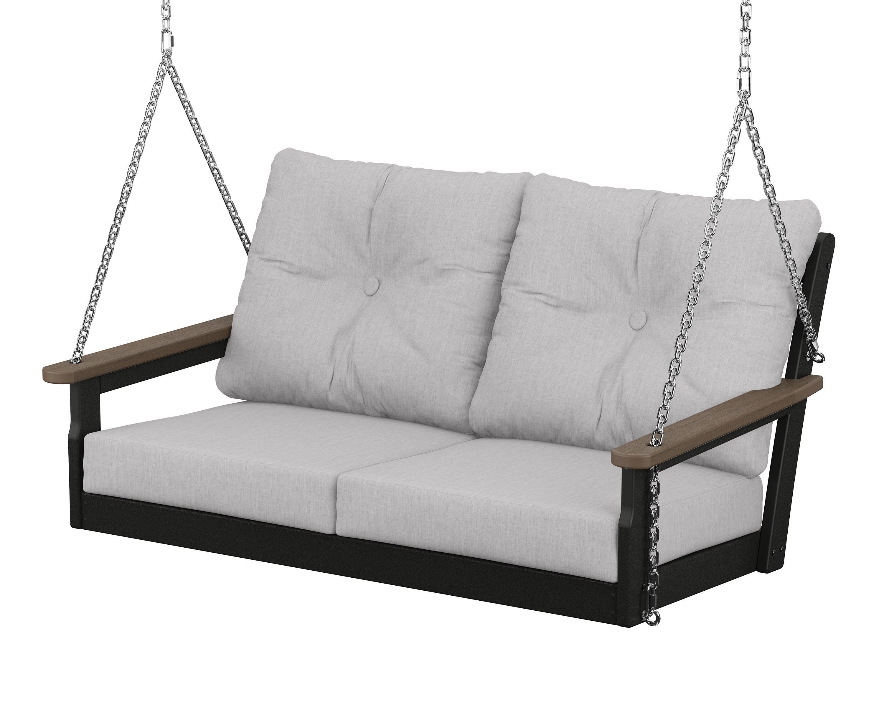 POLYWOOD® Vineyard Deep Seating Swing in Black / Kona / Granite