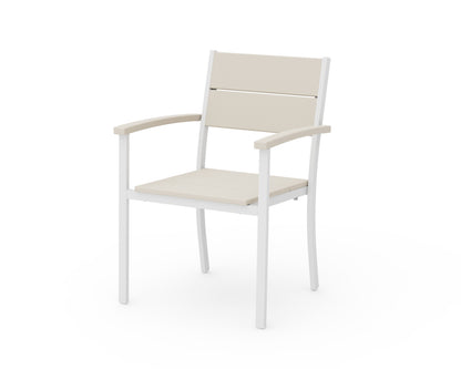 POLYWOOD® Main Street Stacking Dining Arm Chair in White / Sand
