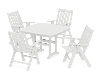 POLYWOOD® Vineyard Folding Chair 5-Piece Dining Set in White