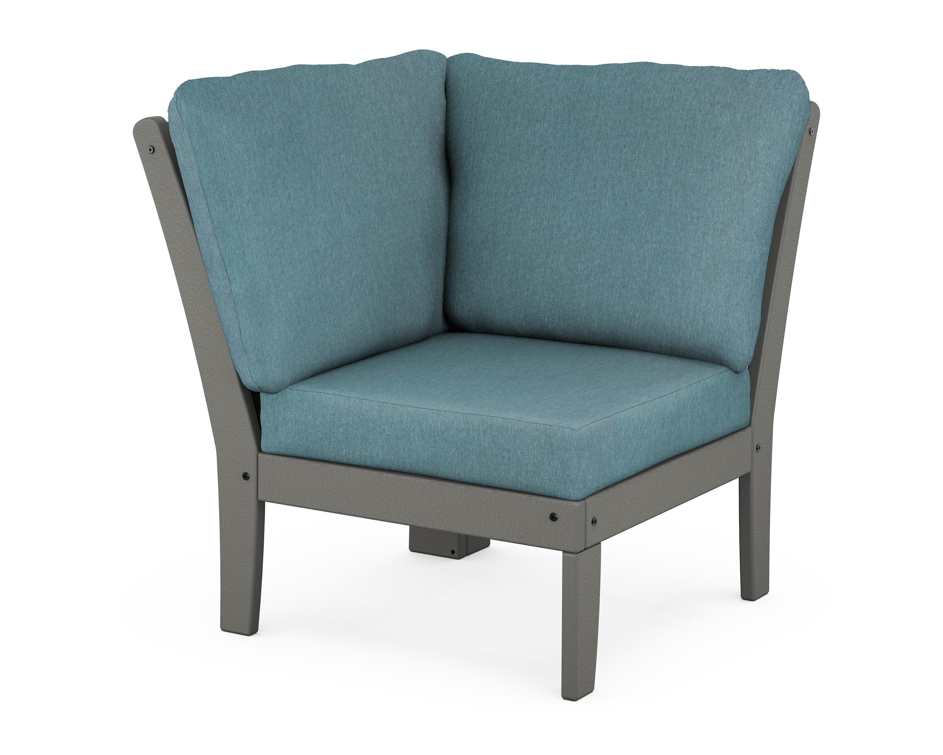 POLYWOOD® Braxton Modular Corner Chair in Slate Grey / Ocean Teal