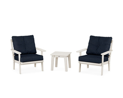 POLYWOOD® Prairie 3-Piece Deep Seating Set in Sand / Marine Indigo