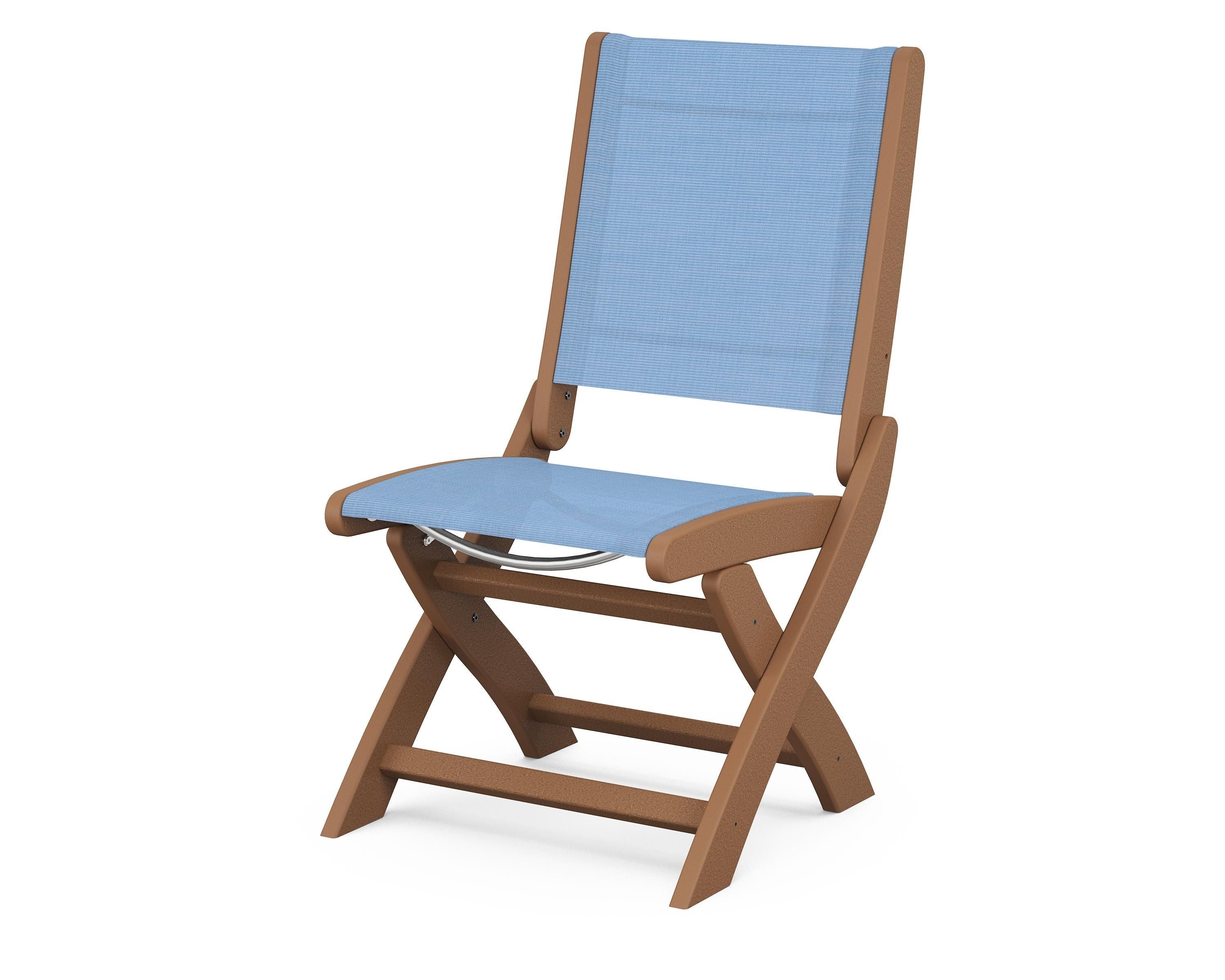 POLYWOOD® Coastal Folding Side Chair in Teak / Poolside Sling