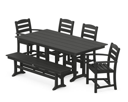 POLYWOOD® La Casa Café 6-Piece Farmhouse Dining Set with Bench in Black