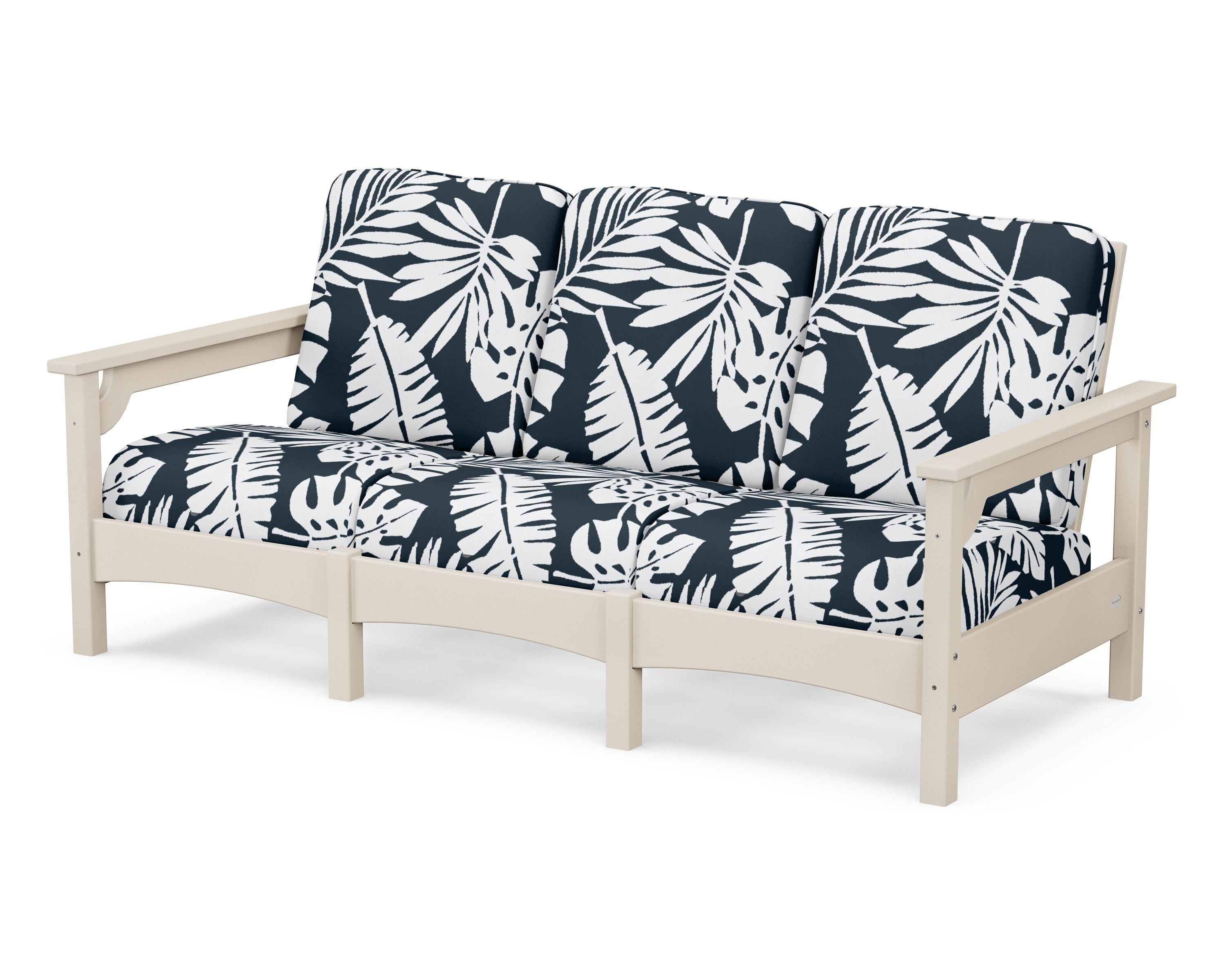 POLYWOOD® Club Sofa in Sand / Leaf Marine Indigo