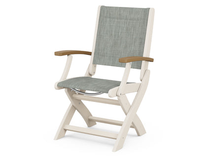 POLYWOOD® Coastal Folding Chair in Sand / Natural / Birch Sling