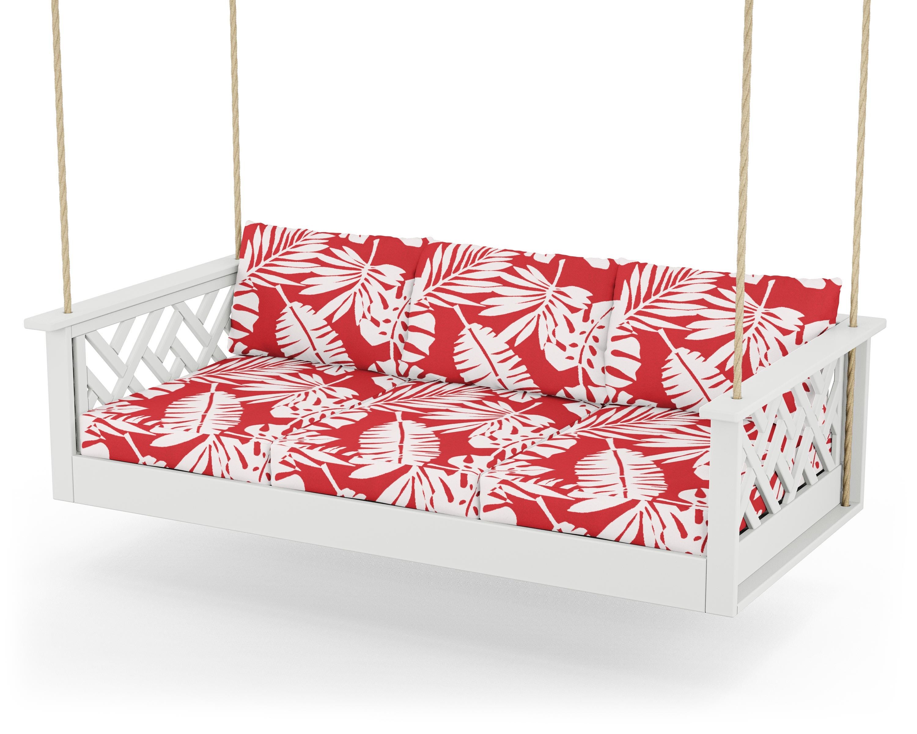POLYWOOD® Chippendale Daybed Swing in White / Leaf Crimson