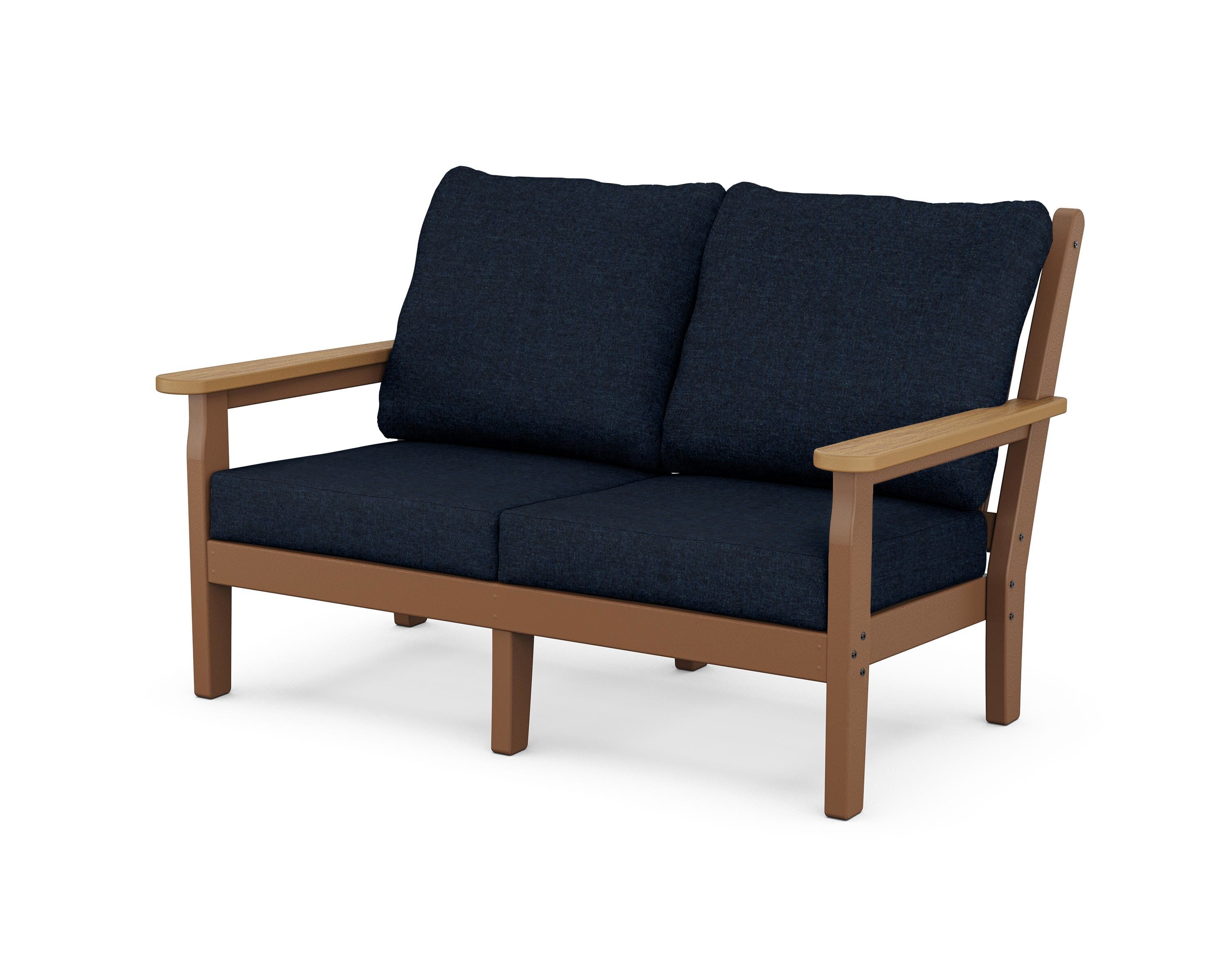 POLYWOOD® Chippendale Deep Seating Loveseat in Teak / Natural / Marine Indigo