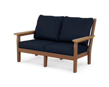 POLYWOOD® Chippendale Deep Seating Loveseat in Teak / Natural / Marine Indigo