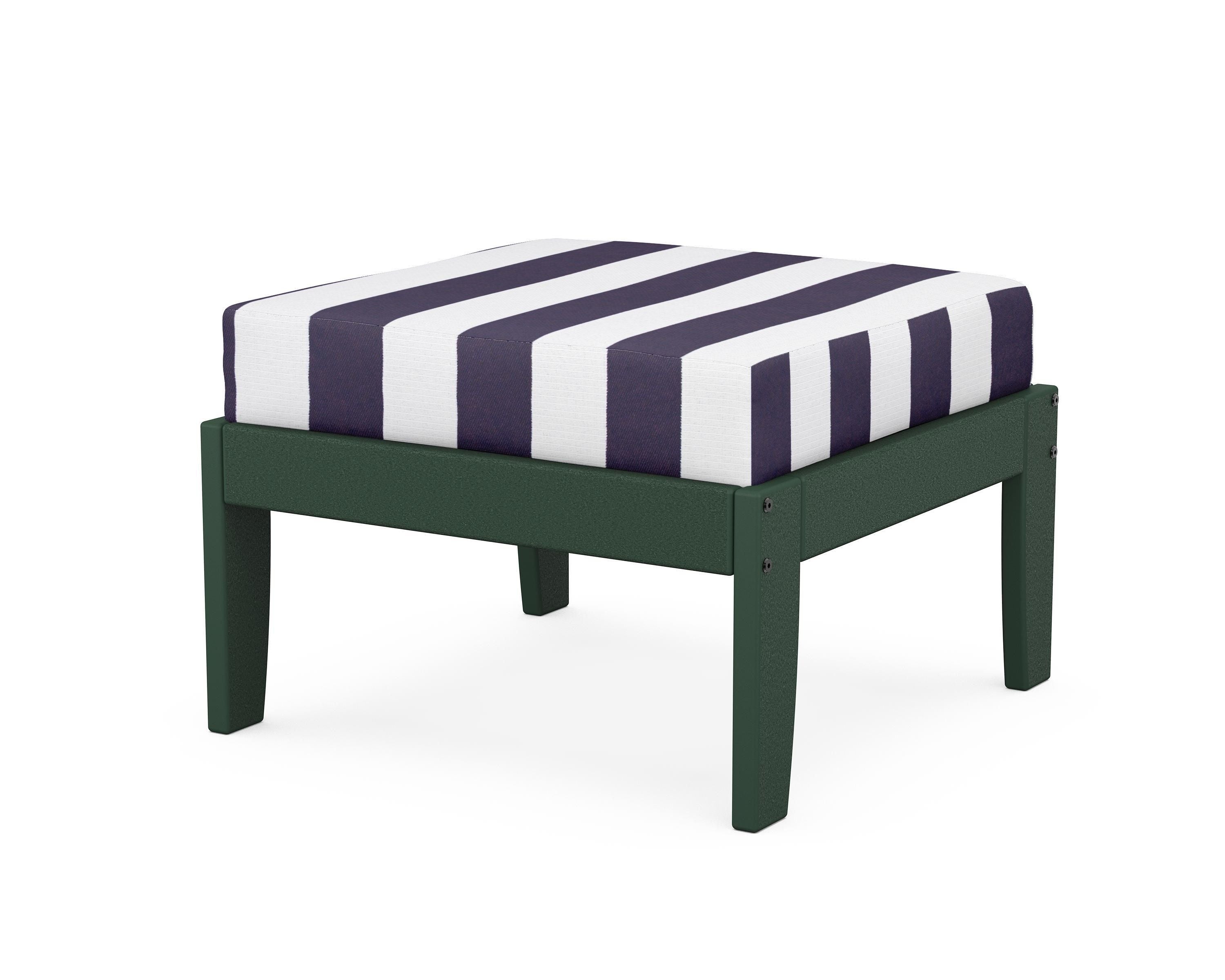 Unbranded Modular Ottoman - Classic in Green / Cabana Stripe Navy