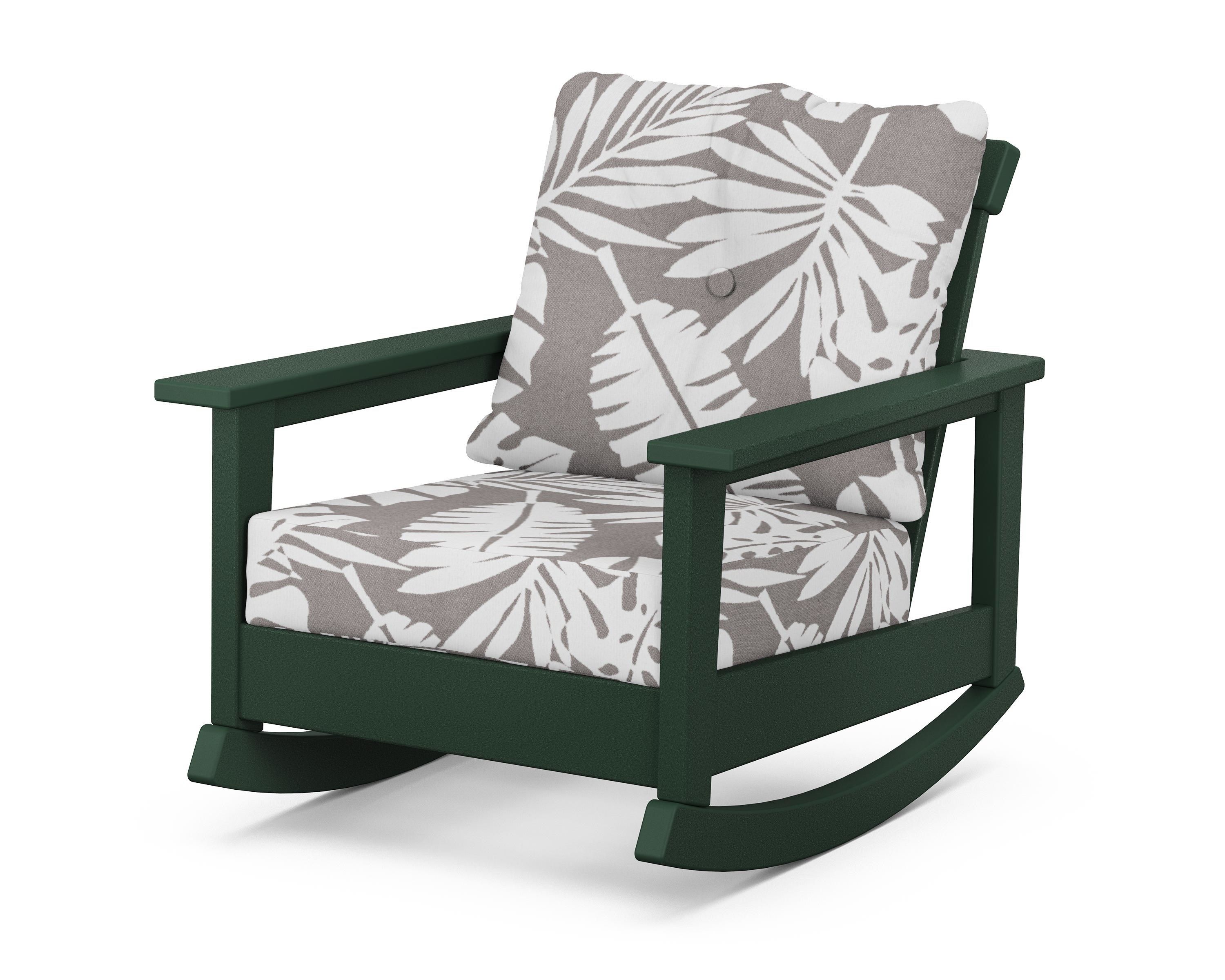 POLYWOOD® Prescott Deep Seating Rocking Chair in Green / Leaf Grey Mist