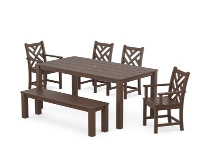 POLYWOOD® Chippendale 6-Piece Parsons Dining Set with Bench in Mahogany