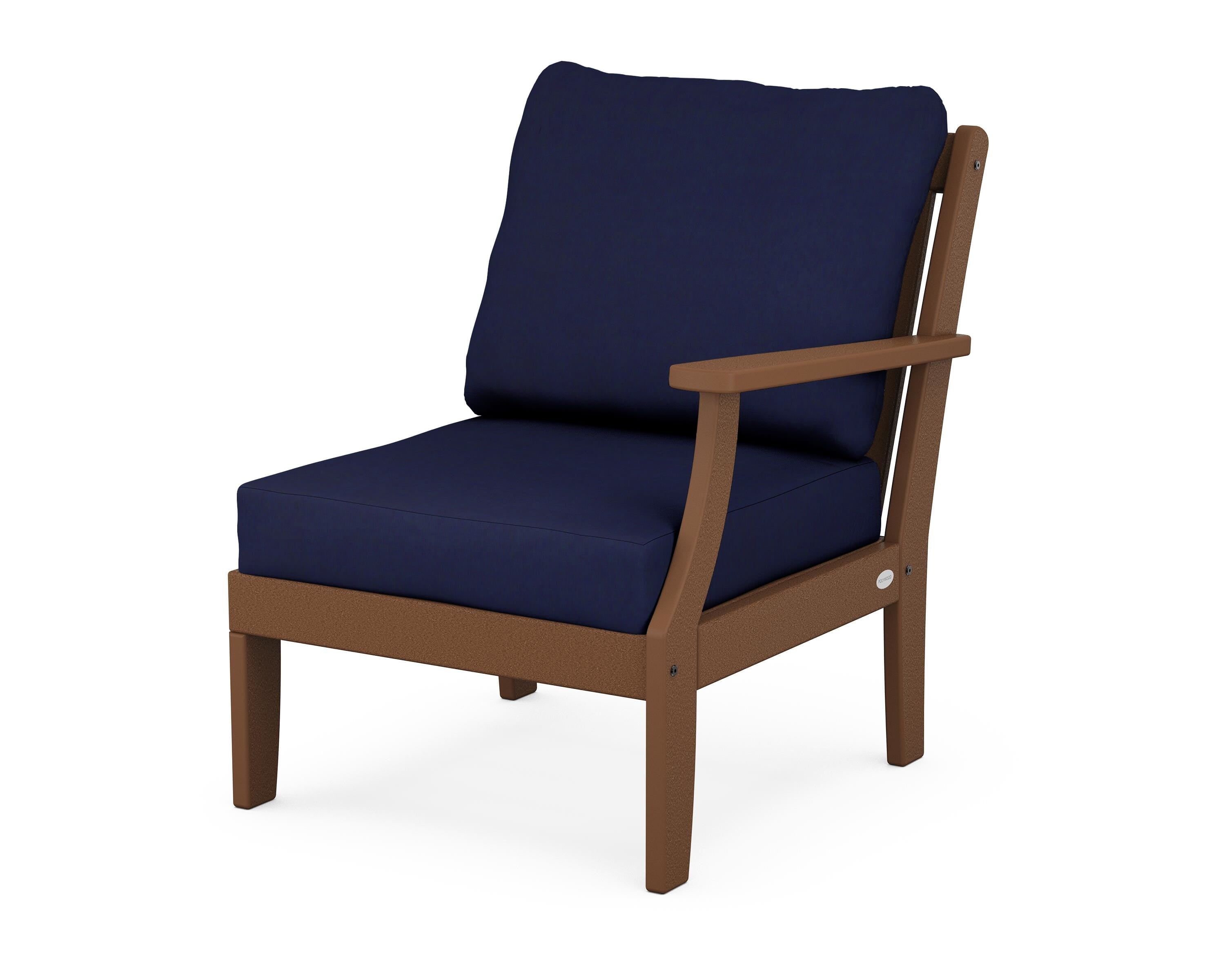 POLYWOOD® Braxton Modular Right Arm Chair in Teak / Navy