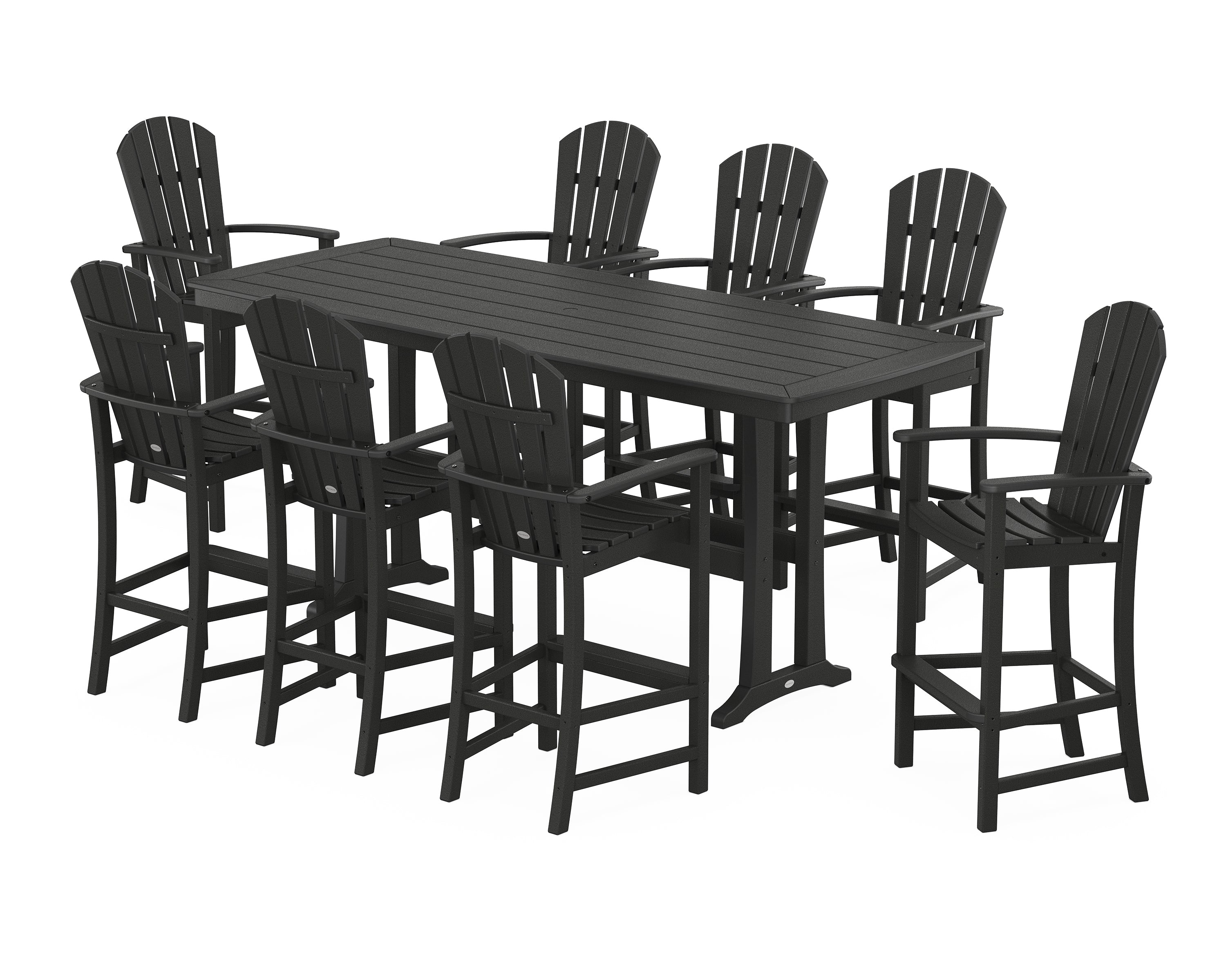 POLYWOOD® Palm Coast 9-Piece Bar Set with Trestle Legs in Black