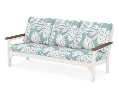 POLYWOOD® Vineyard Deep Seating Sofa in White / Kona / Leaf Glacier Spa