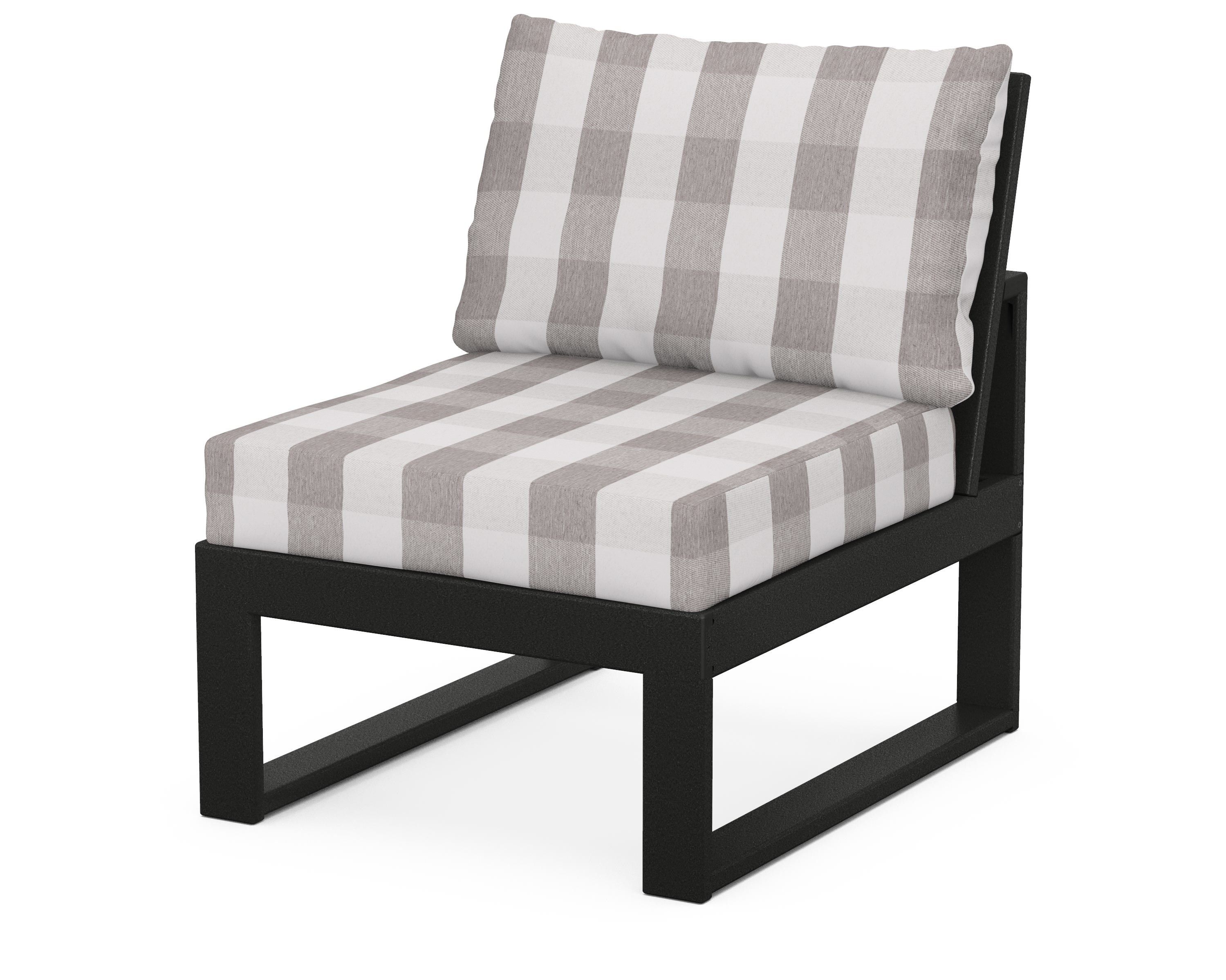 Unbranded Modular Armless Chair in Black / Buffalo Plaid Grey Mist