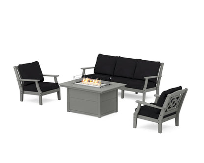 Chinoiserie Deep Seating Fire Pit Table Set
