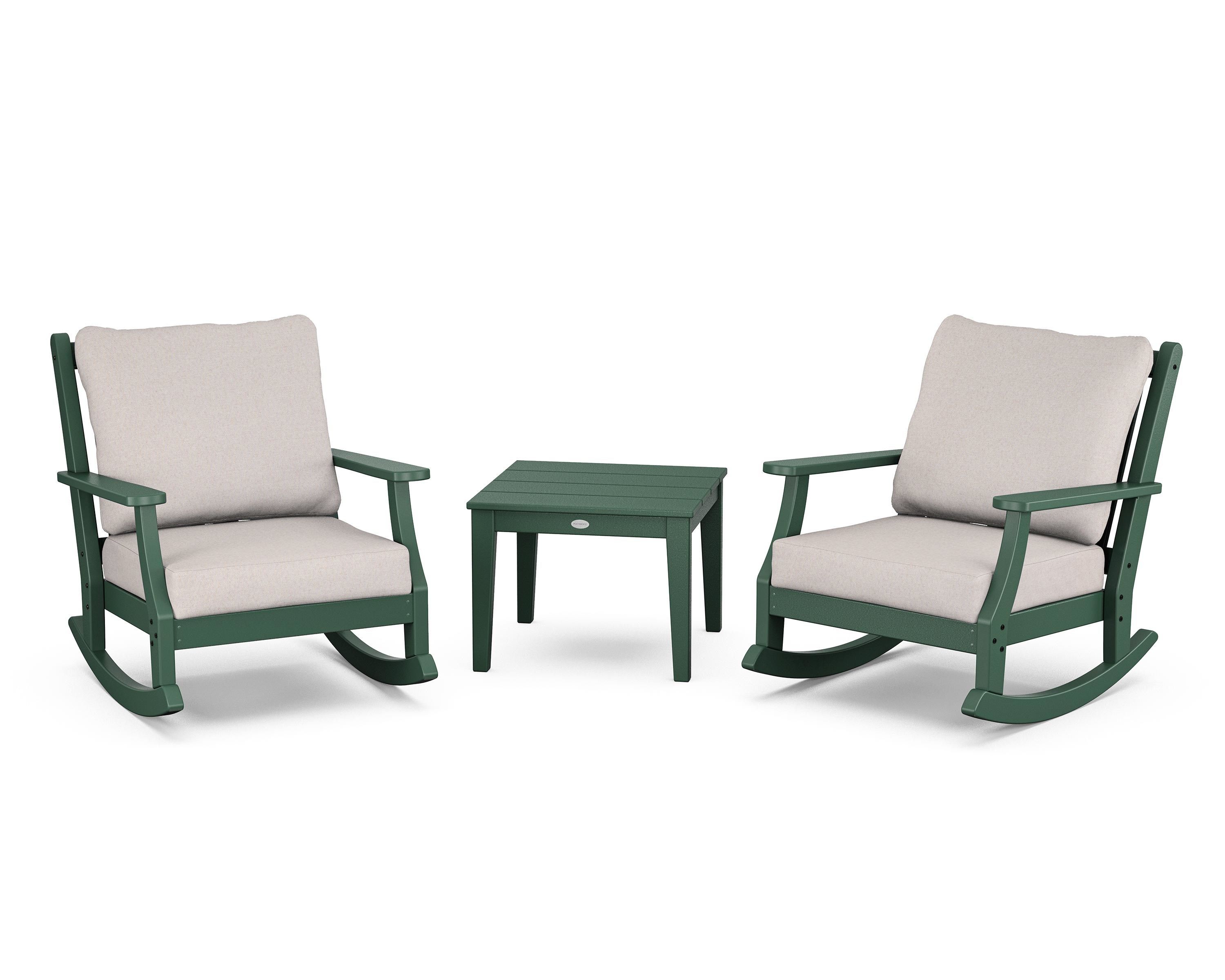 Country Living Wovendale 3-Piece Deep Seating Rocker Set in Green / Dune Burlap