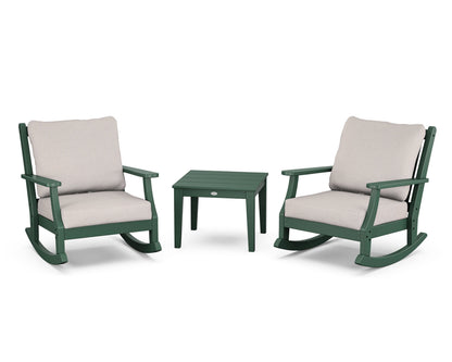 Country Living Wovendale 3-Piece Deep Seating Rocker Set in Green / Dune Burlap