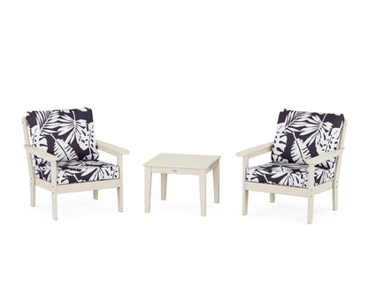 Country Living Cottage 3-Piece Deep Seating Set in Sand / Leaf Navy