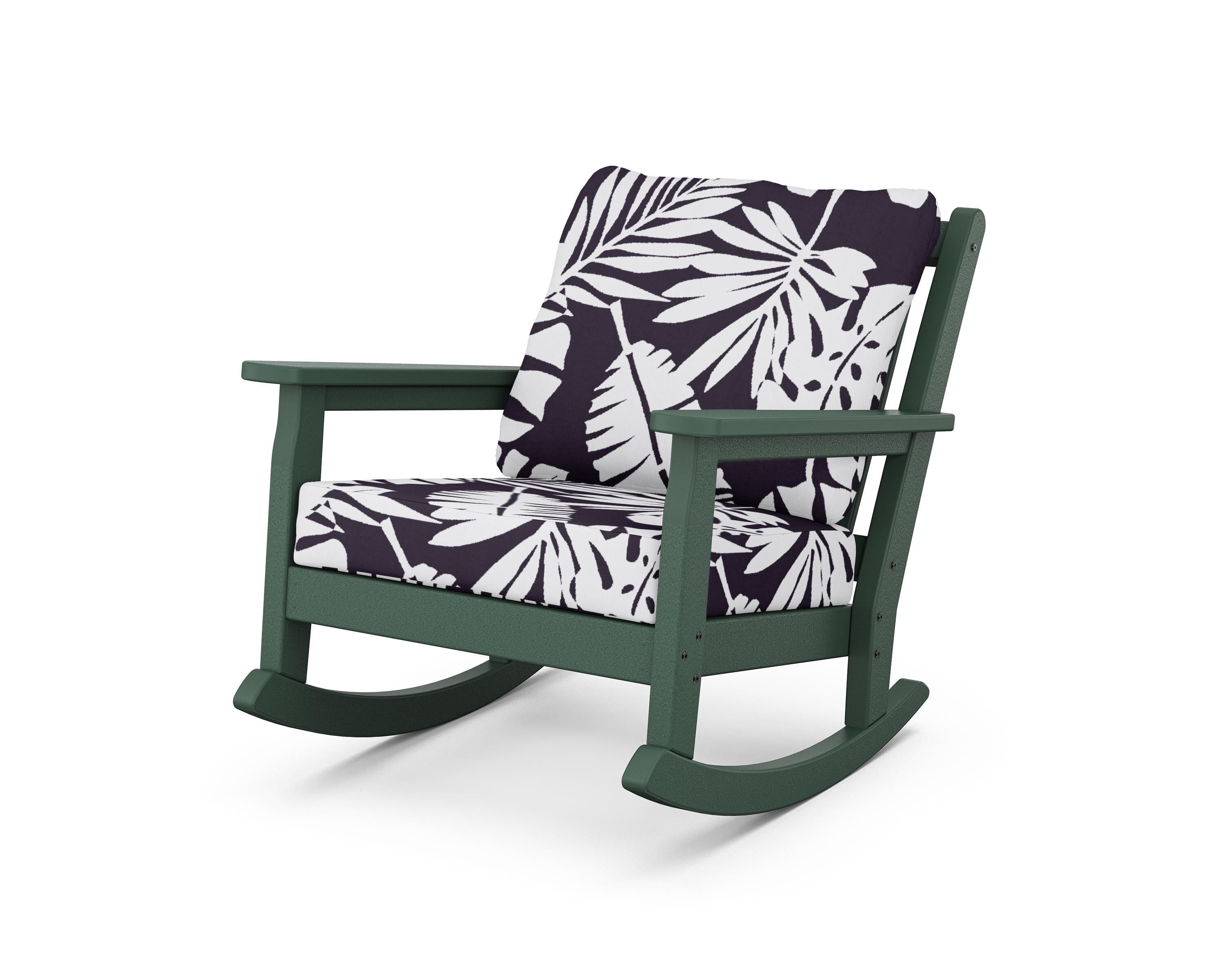 POLYWOOD® Chippendale Deep Seating Rocking Chair in Green / Leaf Navy