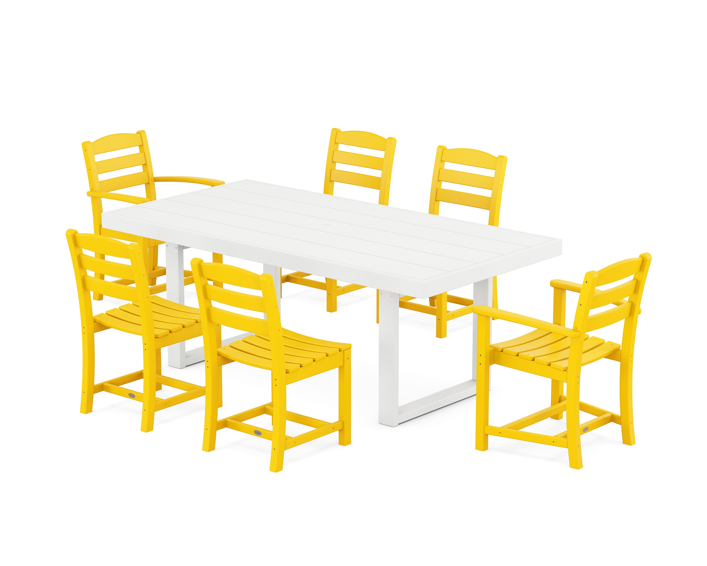 POLYWOOD® La Casa Café 7-Piece Dining Set in Lemon / White