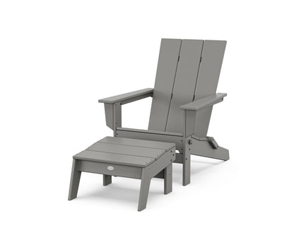 POLYWOOD® Modern Studio Folding Adirondack Chair with Ottoman in Slate Grey