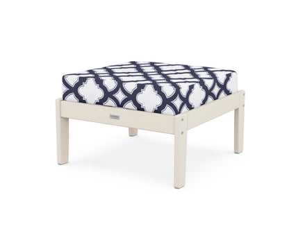 Country Living Cottage Deep Seating Ottoman in Sand / Trellis Navy