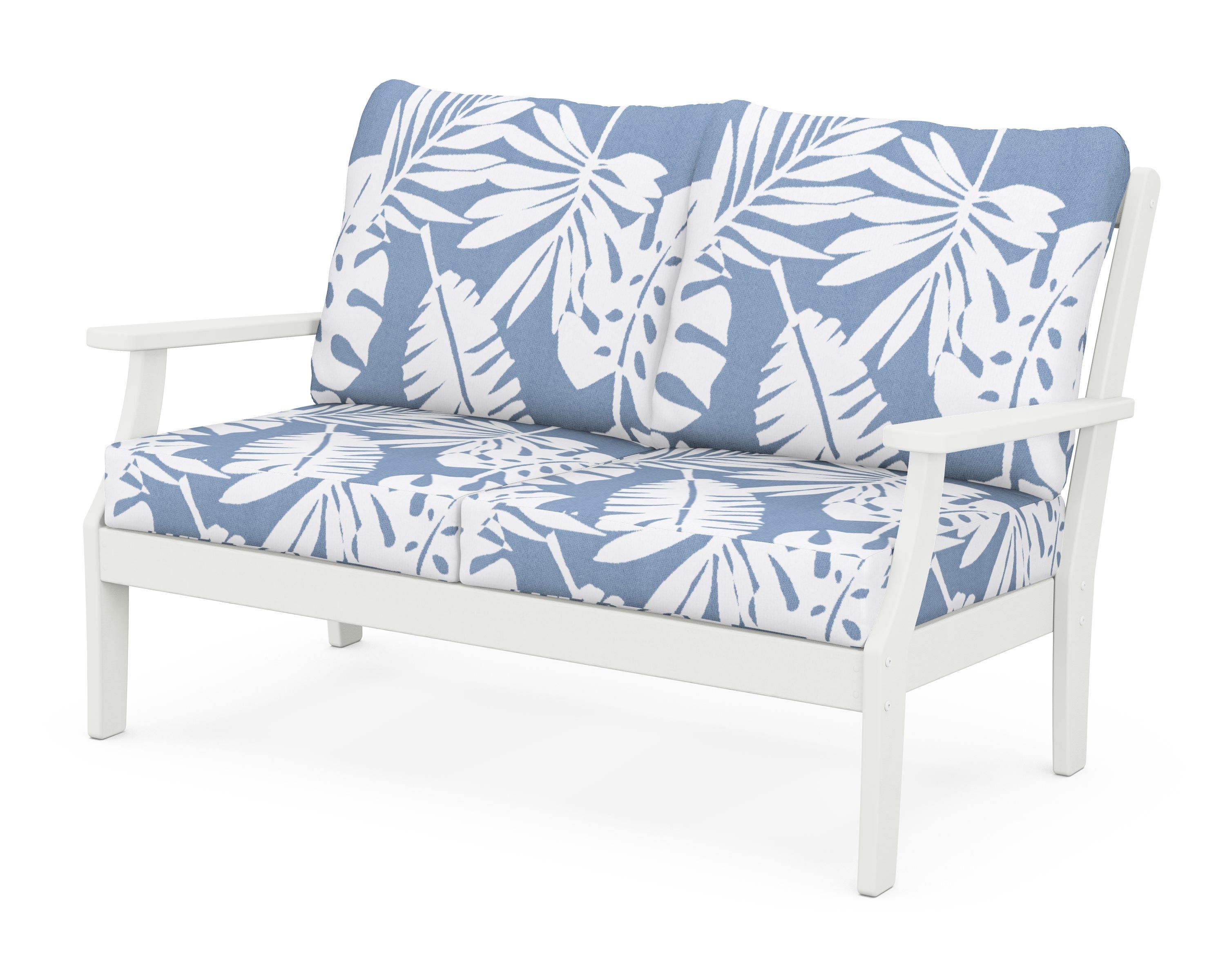 POLYWOOD® Braxton Deep Seating Loveseat in Vintage White / Leaf Sky Blue