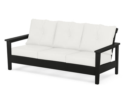 POLYWOOD® Prescott Deep Seating Sofa in Black / Natural Linen