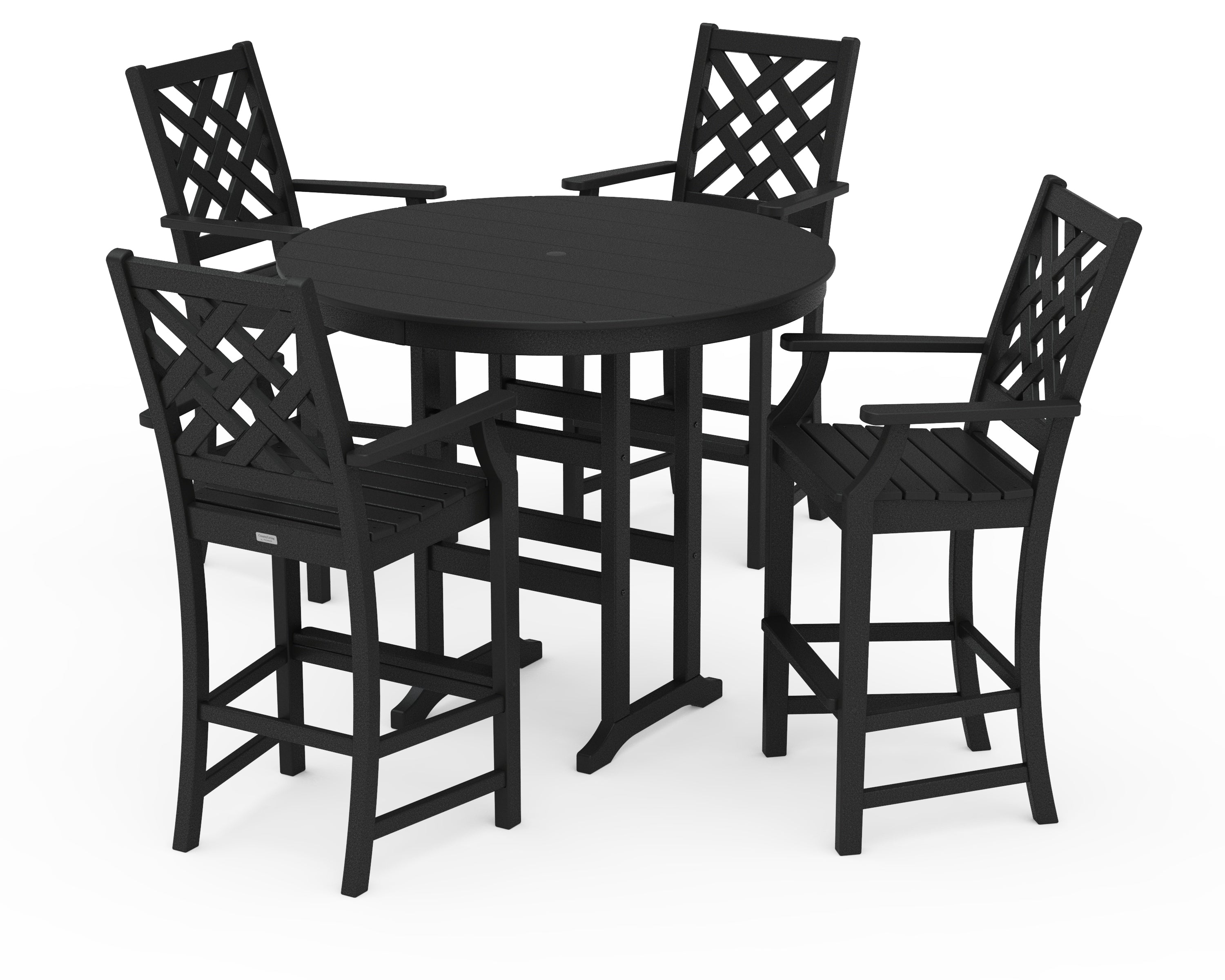Country Living Wovendale 5-Piece Round Farmhouse Bar Set in Black