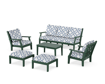 Country Living Wovendale 6-Piece Lounge Sofa Set in Green / Trellis Sky Blue