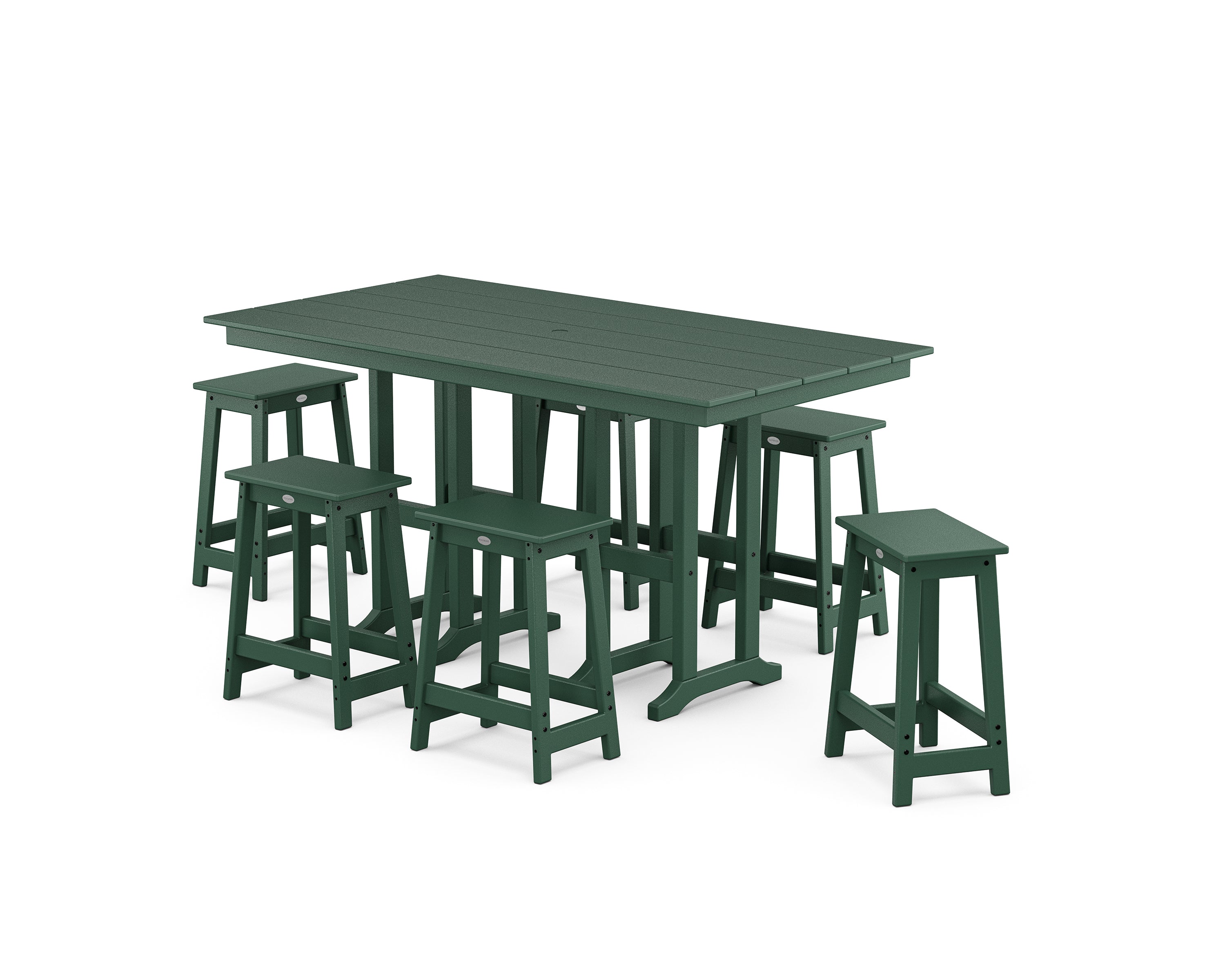 POLYWOOD® Modern Studio Counter Stool 7-Piece Set in Green