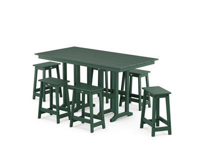 POLYWOOD® Modern Studio Counter Stool 7-Piece Set in Green
