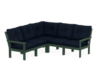 POLYWOOD® Vineyard 5-Piece Sectional in Green / Marine Indigo
