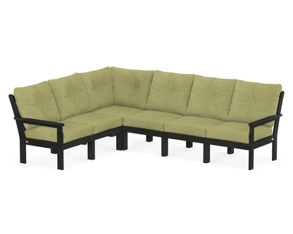 POLYWOOD® Vineyard 6-Piece Sectional in Black / Chartreuse Boucle