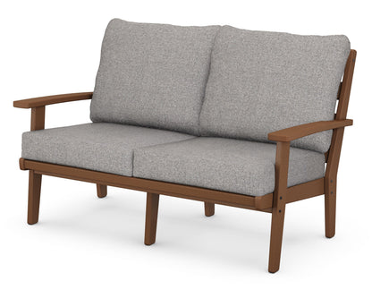 POLYWOOD® Grant Park Deep Seating Loveseat in Teak / Grey Mist