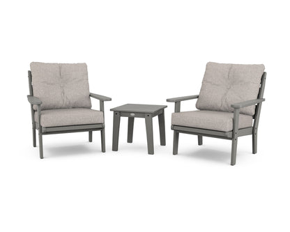 POLYWOOD® Lakeside 3-Piece Deep Seating Chair Set in Slate Grey / Weathered Tweed