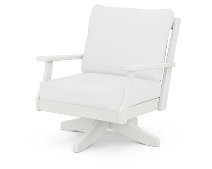POLYWOOD® Braxton Deep Seating Swivel Chair in Vintage White / Natural