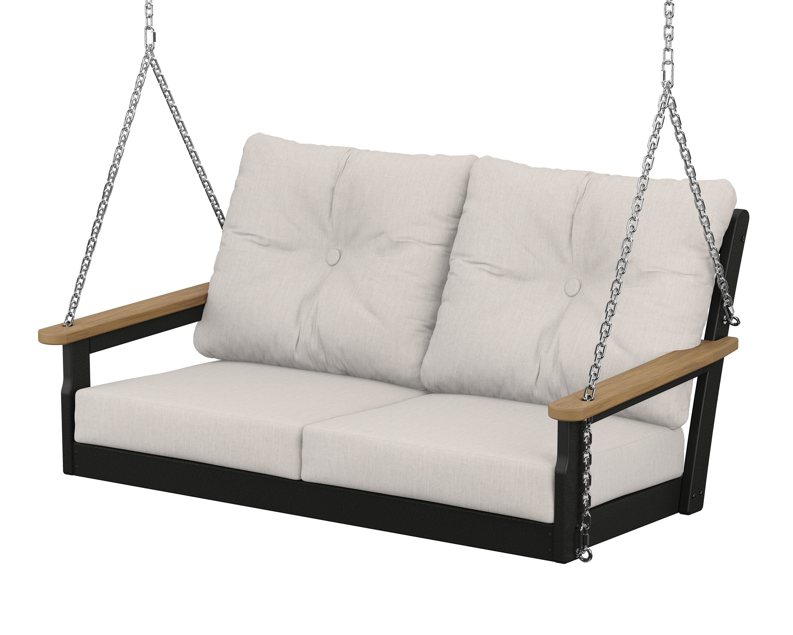 POLYWOOD® Vineyard Deep Seating Swing in Black / Natural / Cast Ash