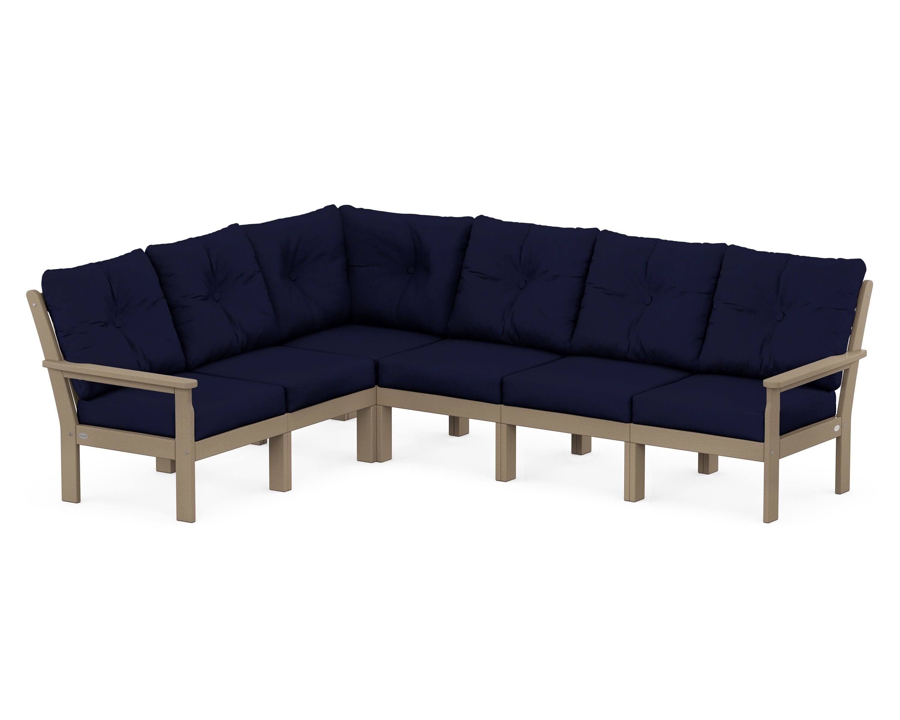 POLYWOOD® Vineyard 6-Piece Sectional in Vintage Sahara / Navy