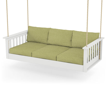 POLYWOOD® Vineyard Daybed Swing in White / Chartreuse Boucle