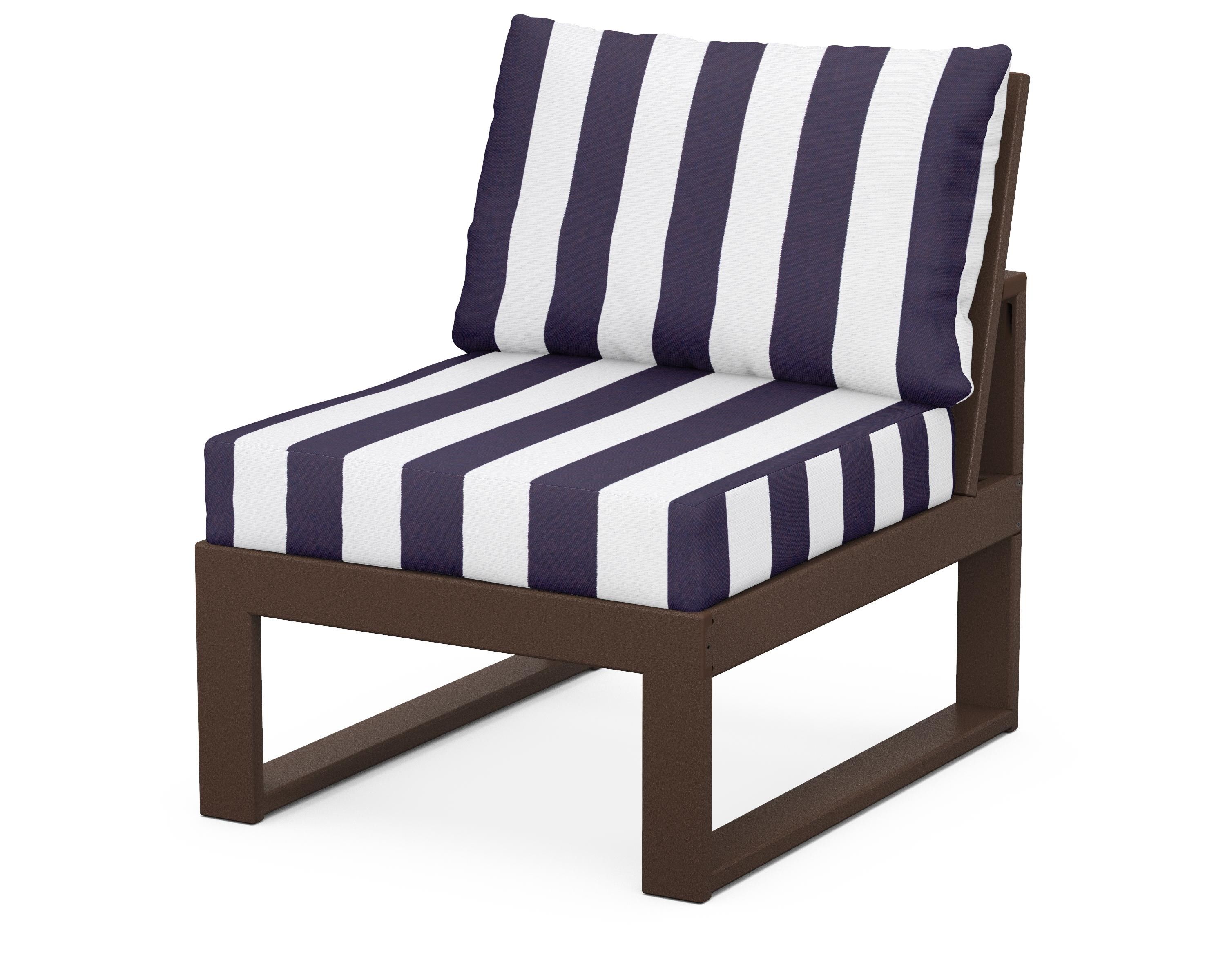 Unbranded Modular Armless Chair in Mahogany / Cabana Stripe Navy