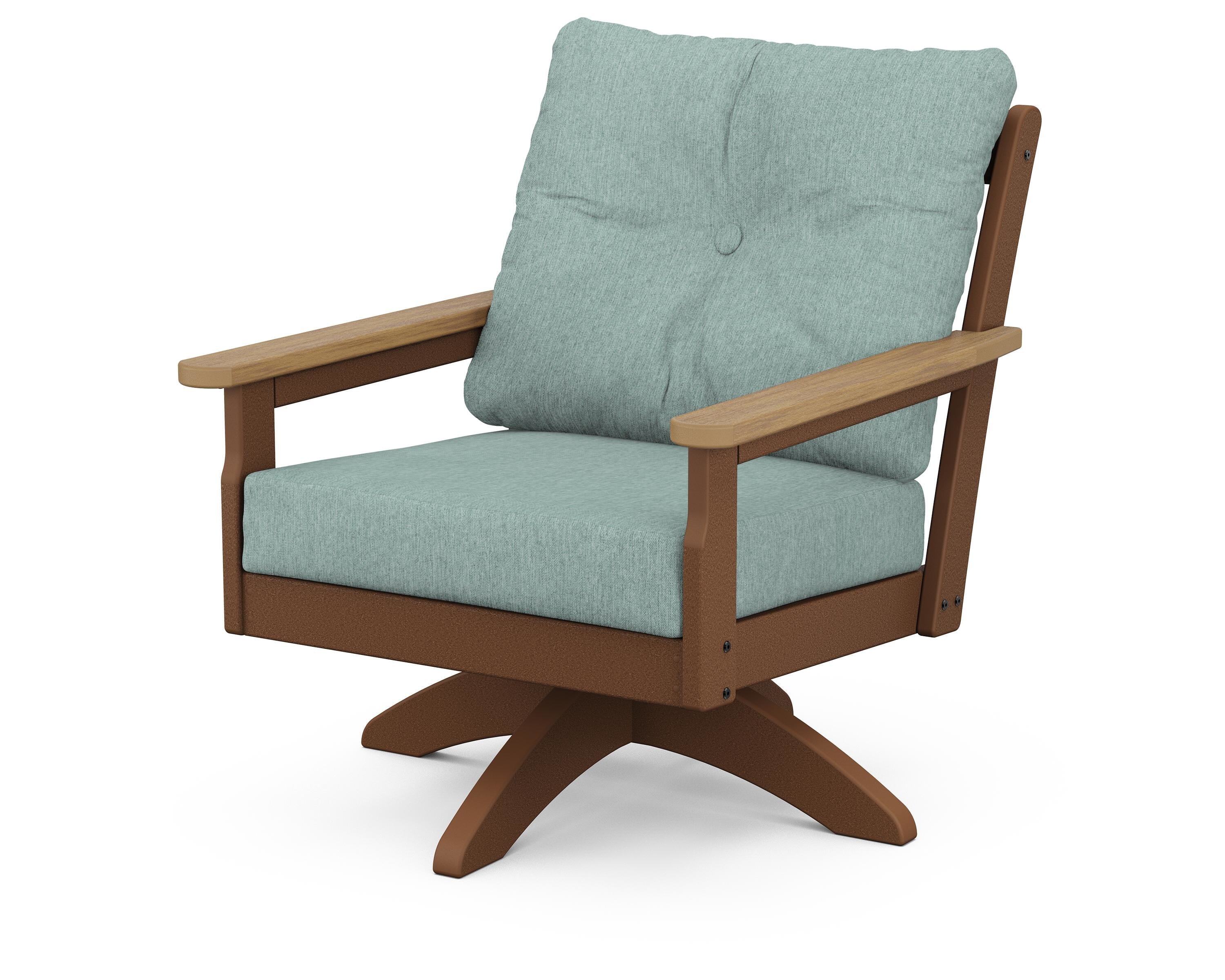 POLYWOOD® Vineyard Deep Seating Swivel Chair in Teak / Natural / Glacier Spa