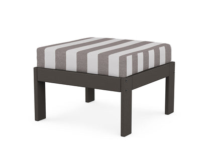 POLYWOOD® Vineyard Modular Ottoman in Vintage Coffee / Cabana Stripe Grey Mist