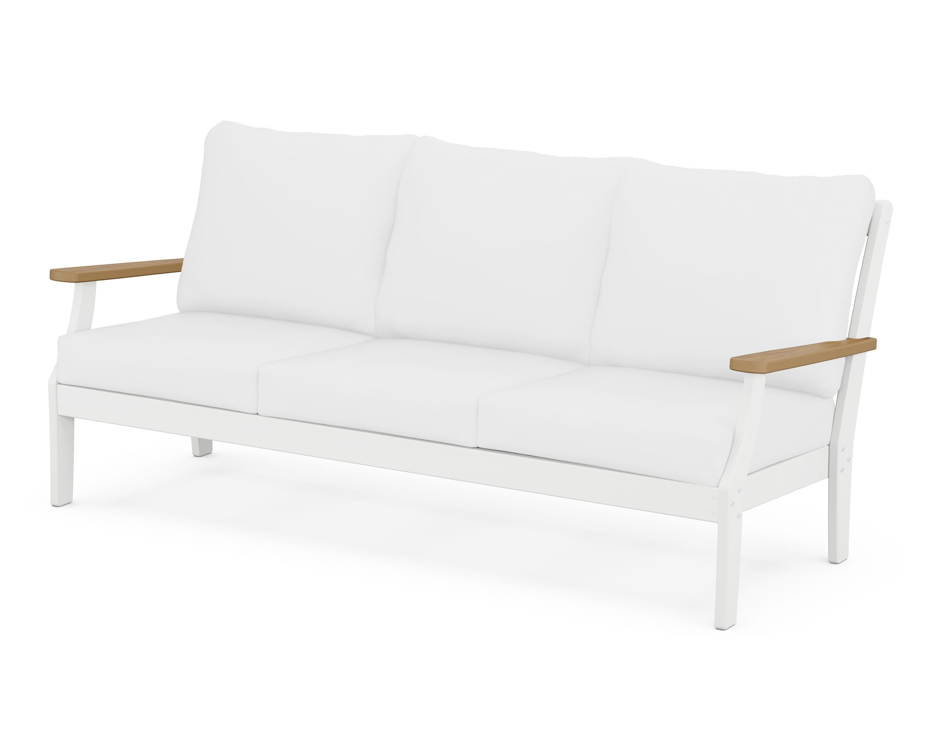 POLYWOOD® Braxton Deep Seating Sofa in White / Natural / Natural