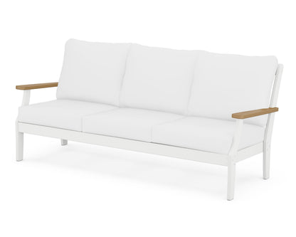 POLYWOOD® Braxton Deep Seating Sofa in White / Natural / Natural