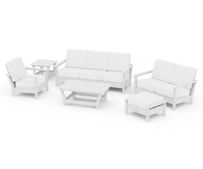 POLYWOOD® Harbour 6-Piece Outdoor Living Set in White / Natural