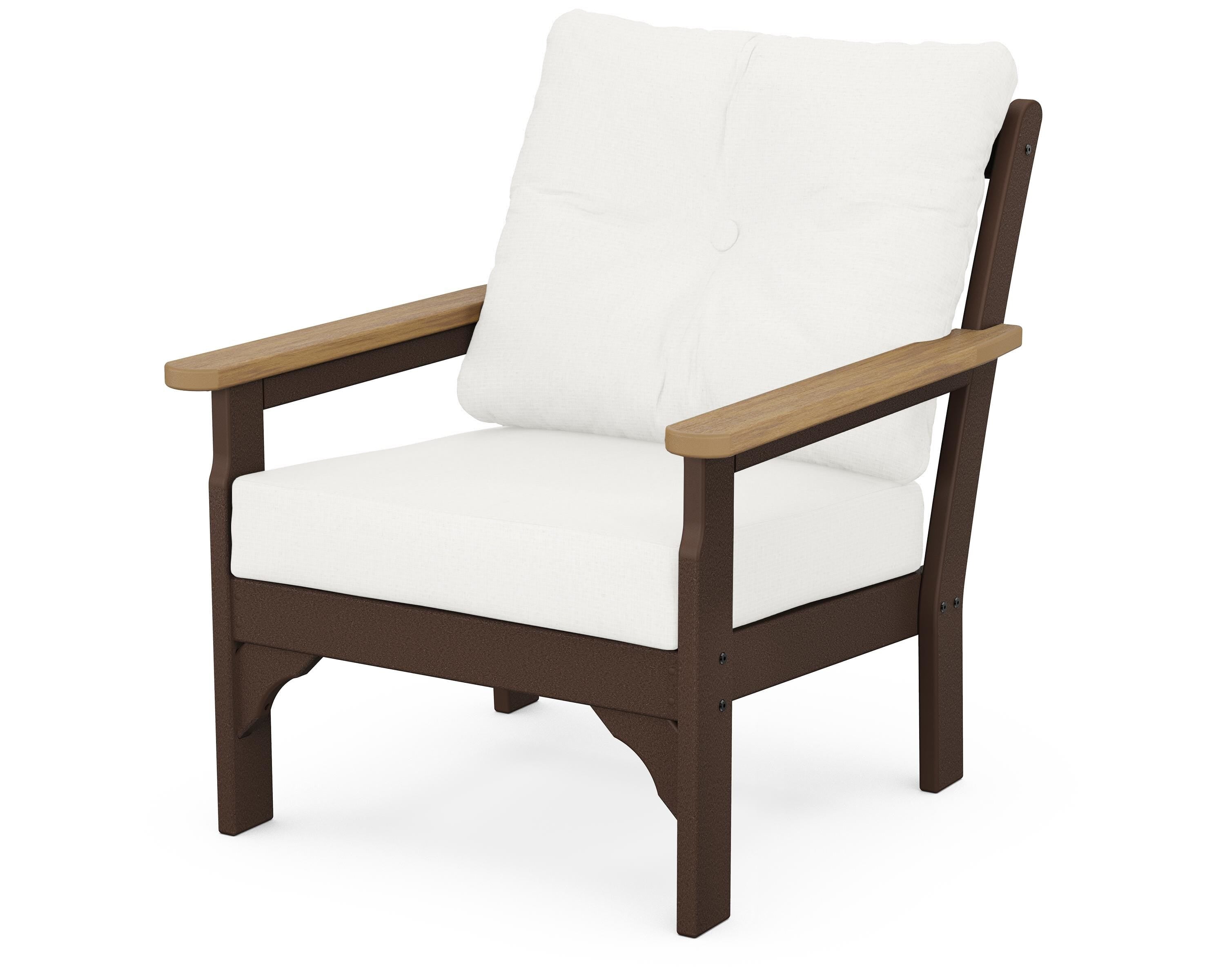 POLYWOOD® Vineyard Deep Seating Chair in Mahogany / Natural / Natural Linen